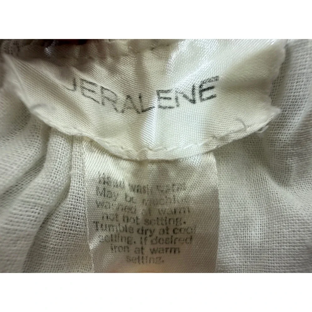 Jeralene Vintage Apron Brown White Mixed Print Cottagecore Pocket Granny READ